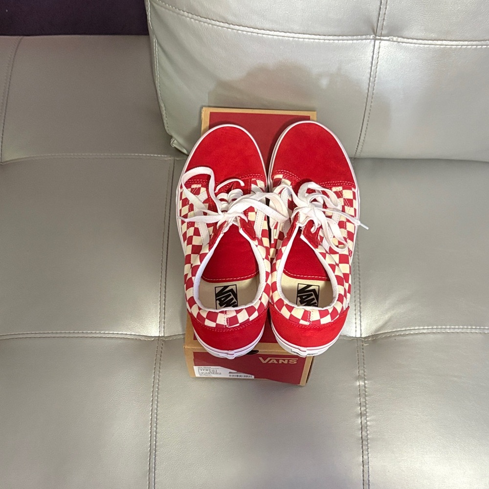 Vans Red and White Checkered Shoes